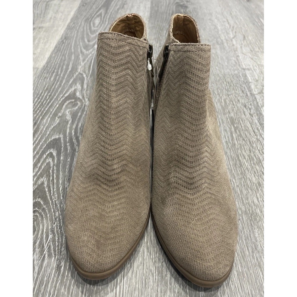 Lucky Brand Beige‎ Tan Farrell  Leather Suede Ankle Boots Side Zip 9.5M / 41 NWT